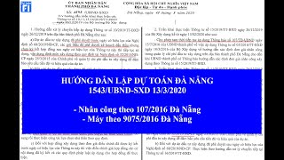 Hướng dẫn lập dự toán Đà Nẵng 2020 theo văn bản 1543/UBND-SXD 13/3/2020